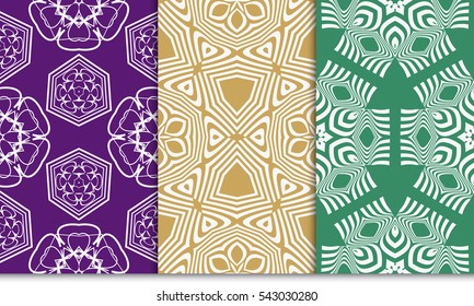 set of floral on sacred geometry pattern. Raster illustration. for design invitation, wallpaper, fabric