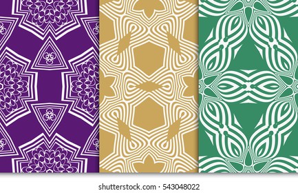 set of floral on sacred geometry pattern. Raster illustration. for design invitation, wallpaper, fabric