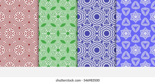 set of floral on sacred geometry pattern. vector illustration. for design invitation, wallpaper, fabric. seamless ornament