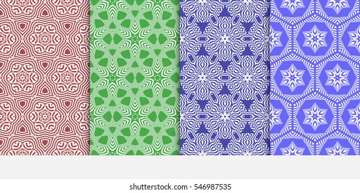 set of floral on sacred geometry pattern. vector illustration. for design invitation, wallpaper, fabric. seamless ornament