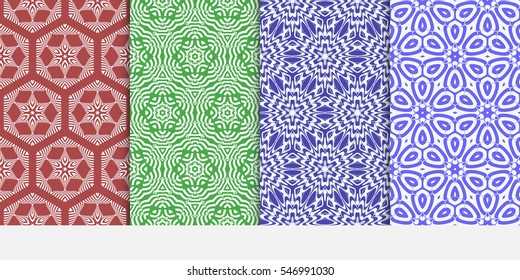 set of floral on sacred geometry pattern. vector illustration. for design invitation, wallpaper, fabric. seamless ornament