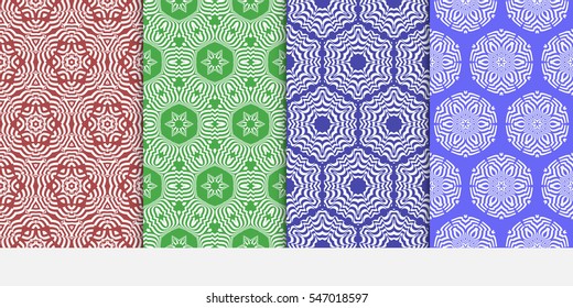 set of floral on sacred geometry pattern. vector illustration. for design invitation, wallpaper, fabric. seamless ornament