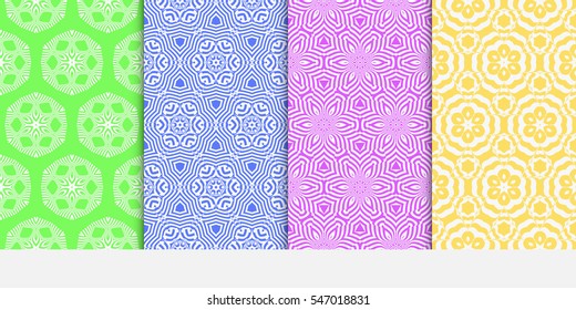 set of floral on sacred geometry pattern. vector illustration. for design invitation, wallpaper, fabric. seamless ornament