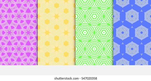 set of floral on sacred geometry pattern. vector illustration. for design invitation, wallpaper, fabric. seamless ornament