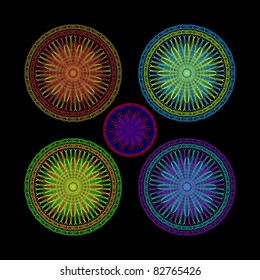 set of floral ornament patterns