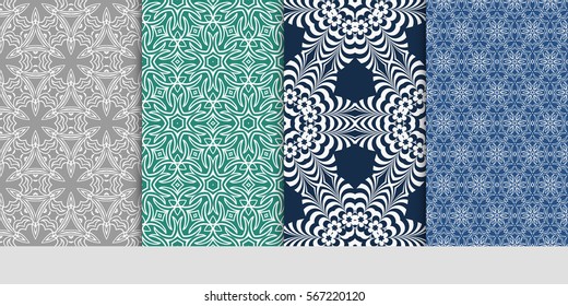 set of floral ornament. seamless pattern. Abstract Geometric Background . for design, wallpaper, invitation, fabric, decor