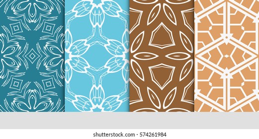 set of floral ornament. seamless pattern. Abstract Geometric Background Design. for design, wallpaper, invitation, fabric, decor