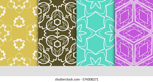 set of floral ornament. seamless pattern. Abstract Geometric Background Design. for design, wallpaper, invitation, fabric, decor