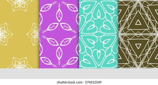 set of floral ornament. seamless pattern. Abstract Geometric Background Design. for design, wallpaper, invitation, fabric, decor