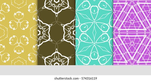 set of floral ornament. seamless pattern. Abstract Geometric Background Design. for design, wallpaper, invitation, fabric, decor