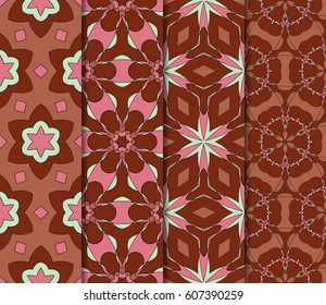 set of floral ornament. seamless pattern. Abstract Geometric Background Design. for design, wallpaper, invitation, fabric, decor . red tone color