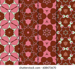 set of floral ornament. seamless pattern. Abstract Geometric Background Design. for design, wallpaper, invitation, fabric, decor . red tone color