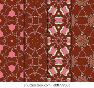 set of floral ornament. seamless pattern. Abstract Geometric Background Design. for design, wallpaper, invitation, fabric, decor . red tone color