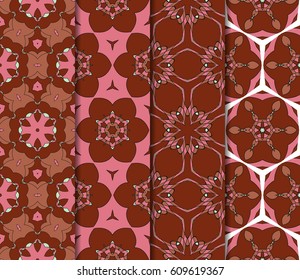set of floral ornament. seamless pattern. Abstract Geometric Background Design. for design, wallpaper, invitation, fabric, decor . red tone color
