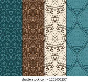 Set Of Floral Ornament. Seamless Vector Pattern. Interior Decoration, Wallpaper, Invitation, Fashion Design
