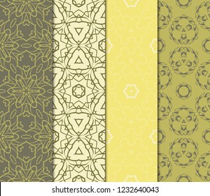 Set Of Floral Ornament. Seamless Vector Pattern. Interior Decoration, Wallpaper, Invitation, Fashion Design