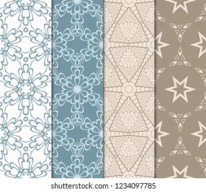 Set Of Floral Ornament. Seamless Vector Pattern. Interior Decoration, Wallpaper, Invitation, Fashion Design