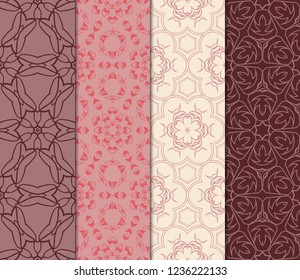 Set Of Floral Ornament. Seamless Vector Pattern. Interior Decoration, Wallpaper, Invitation, Fashion Design