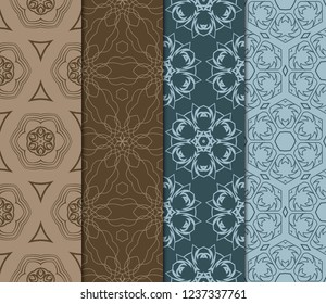 Set Of Floral Ornament. Seamless Vector Pattern. Interior Decoration, Wallpaper, Invitation, Fashion Design