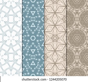 Set Of Floral Ornament. Seamless Vector Pattern. Interior Decoration, Wallpaper, Invitation, Fashion Design