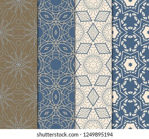 Set Of Floral Ornament. Seamless Vector Pattern. Interior Decoration, Wallpaper, Invitation, Fashion Design