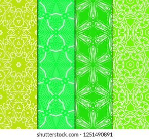 Set Of Floral Ornament. Seamless Vector Pattern. Interior Decoration, Wallpaper, Invitation, Fashion Design