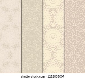 Set Of Floral Ornament. Seamless Vector Pattern. Interior Decoration, Wallpaper, Invitation, Fashion Design