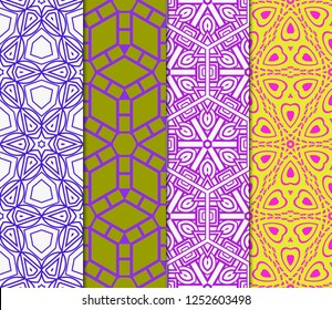 Set Of Floral Ornament. Seamless Vector Pattern. Interior Decoration, Wallpaper, Invitation, Fashion Design