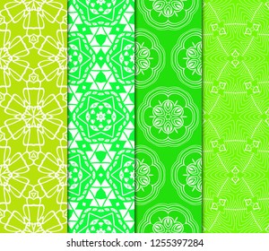 Set Of Floral Ornament. Seamless Vector Pattern. Interior Decoration, Wallpaper, Invitation, Fashion Design