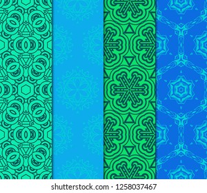 Set Of Floral Ornament. Seamless Vector Pattern. Interior Decoration, Wallpaper, Invitation, Fashion Design