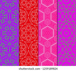 Set Of Floral Ornament. Seamless Vector Pattern. Interior Decoration, Wallpaper, Invitation, Fashion Design