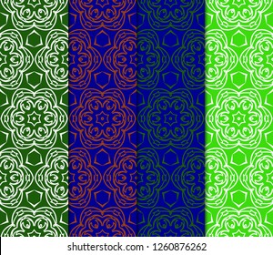 Set Of Floral Ornament. Seamless Vector Pattern. Interior Decoration, Wallpaper, Invitation, Fashion Design