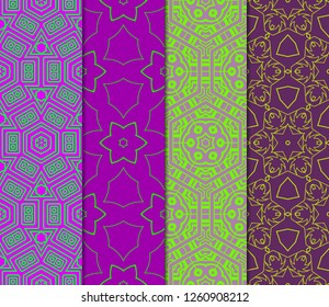Set Of Floral Ornament. Seamless Vector Pattern. Interior Decoration, Wallpaper, Invitation, Fashion Design