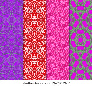 Set Of Floral Ornament. Seamless Vector Pattern. Interior Decoration, Wallpaper, Invitation, Fashion Design