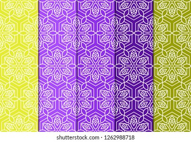 Set Of Floral Ornament. Seamless Vector Pattern. Interior Decoration, Wallpaper, Invitation, Fashion Design