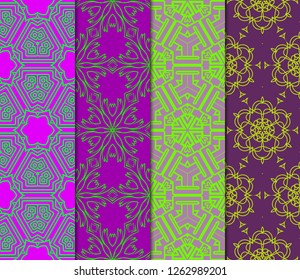 Set Of Floral Ornament. Seamless Vector Pattern. Interior Decoration, Wallpaper, Invitation, Fashion Design