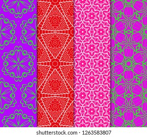 Set Of Floral Ornament. Seamless Vector Pattern. Interior Decoration, Wallpaper, Invitation, Fashion Design