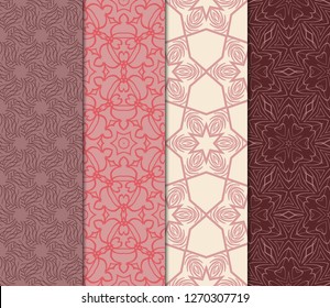 Set Of Floral Ornament. Seamless Vector Pattern. Interior Decoration, Wallpaper, Invitation, Fashion Design