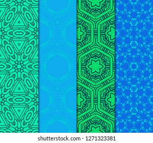 Set Of Floral Ornament. Seamless Vector Pattern. Interior Decoration, Wallpaper, Invitation, Fashion Design