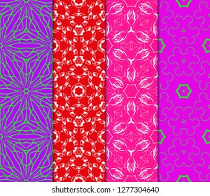 Set Of Floral Ornament. Seamless Vector Pattern. Interior Decoration, Wallpaper, Invitation, Fashion Design
