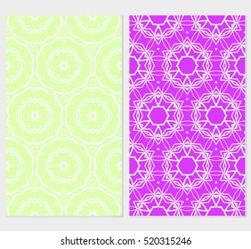 set of floral ornament. seamless vector pattern. purple, green color. interior decoration, wallpaper, invitation, fashion design.