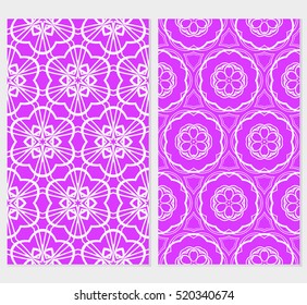 set of floral ornament. seamless vector pattern. purple, green color. interior decoration, wallpaper, invitation, fashion design.