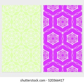 set of floral ornament. seamless vector pattern. purple, green color. interior decoration, wallpaper, invitation, fashion design.