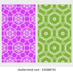 set of floral ornament. seamless vector pattern. purple, green color. interior decoration, wallpaper, invitation, fashion design.