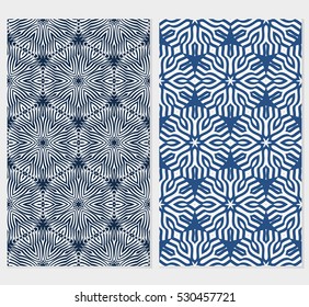 set of floral ornament. seamless vector pattern. interior decoration, wallpaper, presentation, fashion design. green, blue, grey color