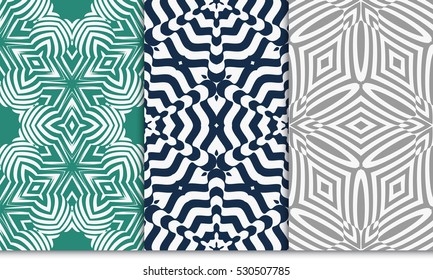 set of floral ornament. seamless vector pattern. interior decoration, wallpaper, presentation, fashion design. green, blue, grey color