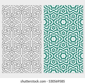 set of floral ornament. seamless vector pattern. interior decoration, wallpaper, presentation, fashion design. green, blue, grey color