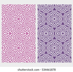 set of floral ornament. seamless vector pattern. pink, purple color. for wallpaper, wedding and holiday invitation, fashion design.