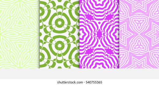 set of floral ornament. seamless vector pattern. purple, green color. interior decoration, wallpaper, invitation, fashion design
