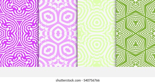 set of floral ornament. seamless vector pattern. purple, green color. interior decoration, wallpaper, invitation, fashion design